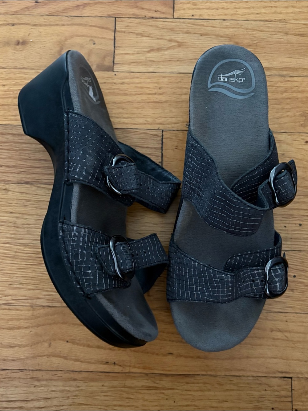 Dansko Black & Gray Slide Clog Sandals Size 10